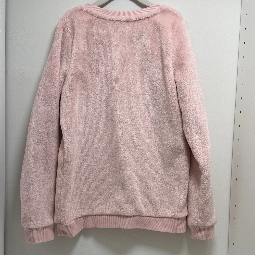 H&M Pink Fleece Sweatshirt with reversible Sequin Fox sz 8-10